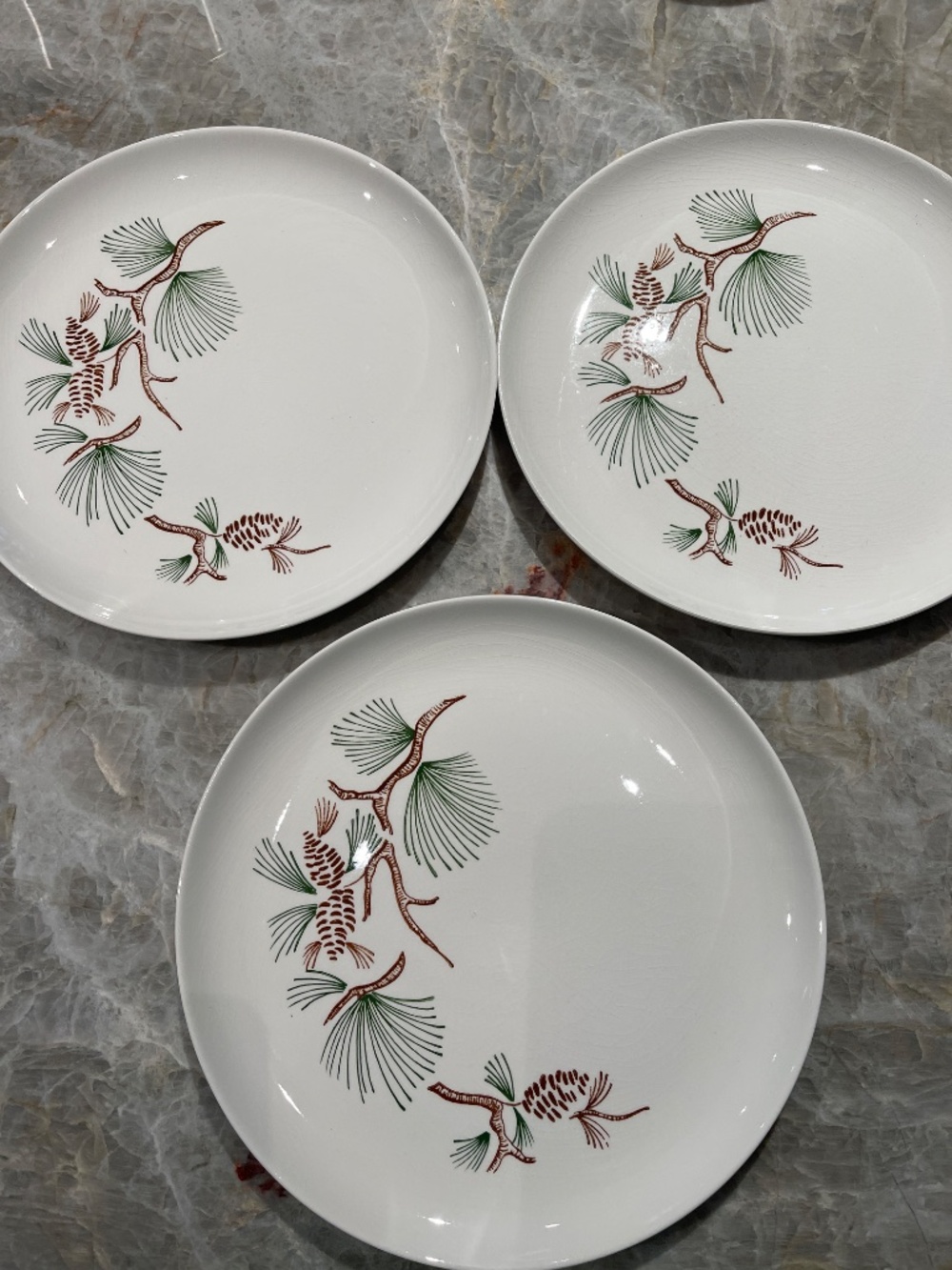 Stetson Marcrest~Vintage Misty Pine  ovenproof hand painted underglaze Plates